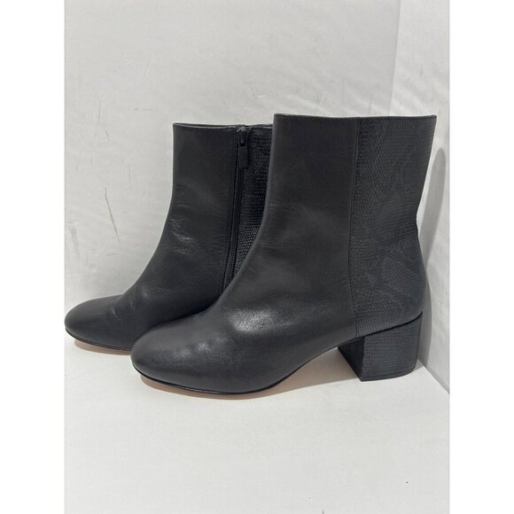 Donald Pliner Womens Boots 8.5 Black Leather Ankle Zip Bootie Block Heel Cindee - Picture 1 of 8
